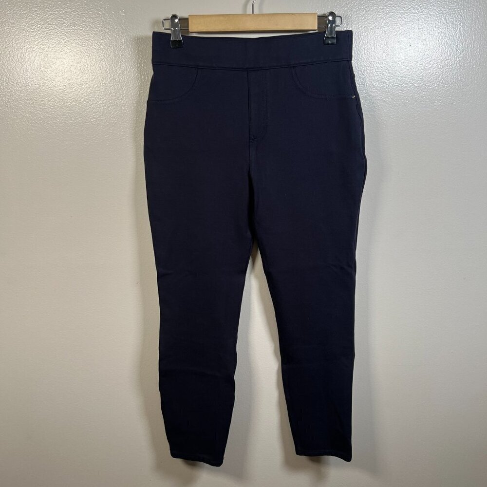 Spanx Perfect Ankle Pocket Pants Size Medium Navy Blue Stretch Slimming Work